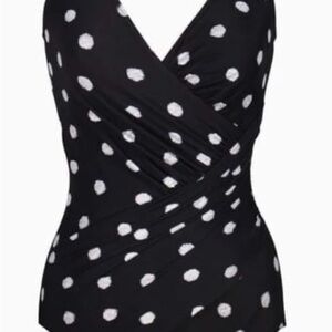 NWT Miraclesuit Black with White Polka Dot One-Piece Style - Oceanus- Size 12